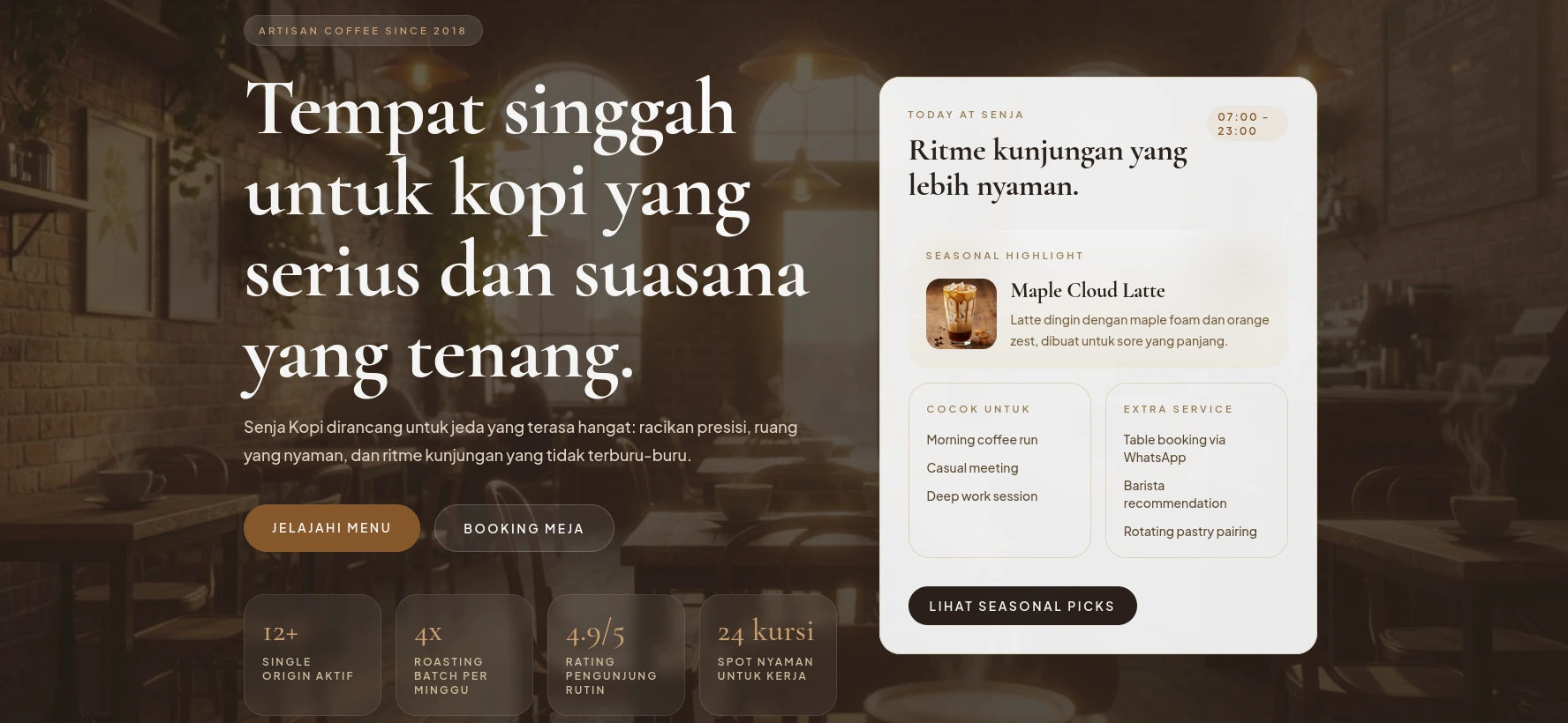 Pratinjau Website Cafe & Reservasi Online